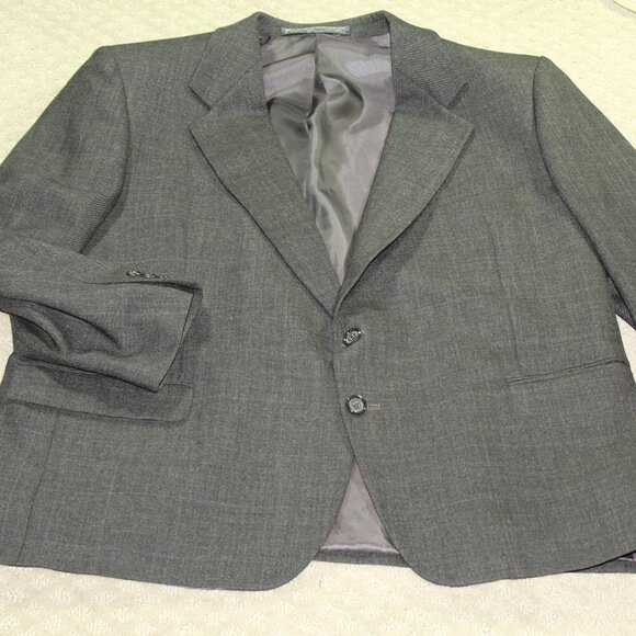 46S Men's Joseph & Feiss Blazer Dark Charcoal 2-Button 100% Wool Sport Coat - Picture 1 of 8